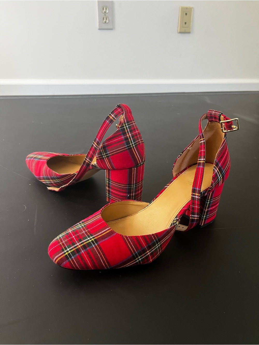 Red Tartan J Crew Heels